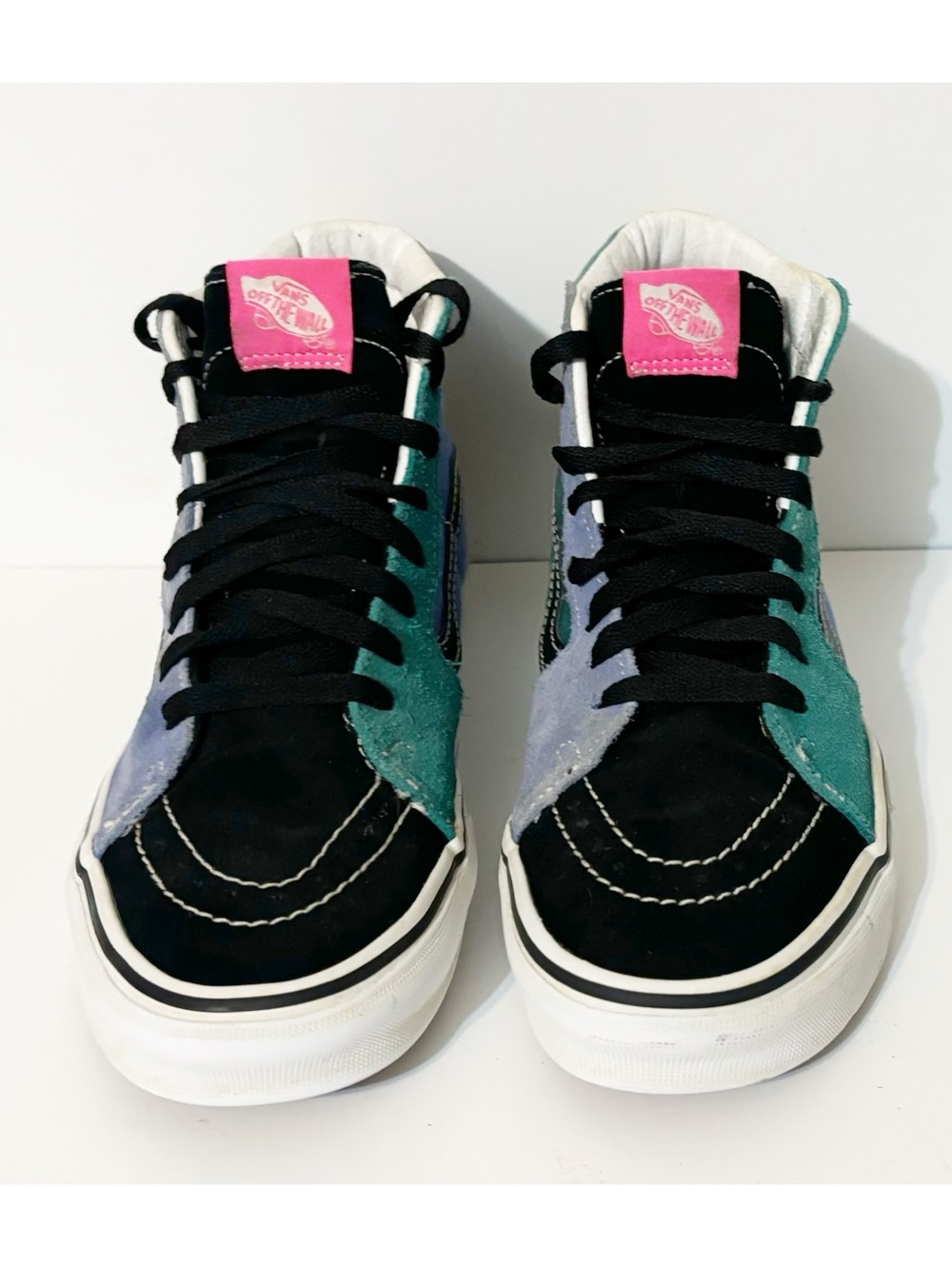 Vans Sk8-Hi High Top Sneakers Black Teal Pink Blue Unisex Women's 8, Men 6.5